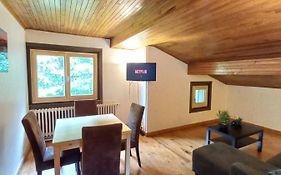 Appartement mansardé dans maison avec jardin en bord de piste, vue montagne